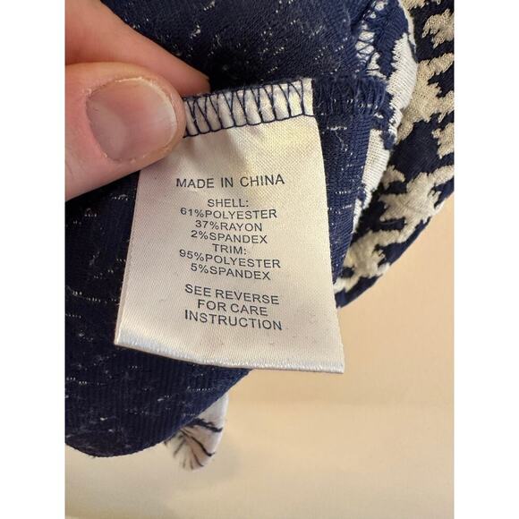 Tyler Boë Kristen Pleated Navy Houndstooth Preppy Short Sleeve Knit Dress Size S - Picture 6 of 8